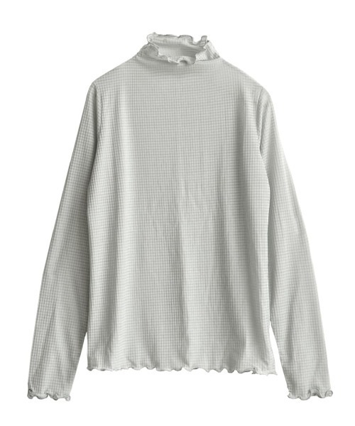 zootie（ズーティー）の「シアーチェック メロウタートルネックカットソー（Tシャツ/カットソー・レディース・ライトグレー/ピンク/ブラック/ライトブルー/モカ/アイボリー・M）」の22枚目の写真