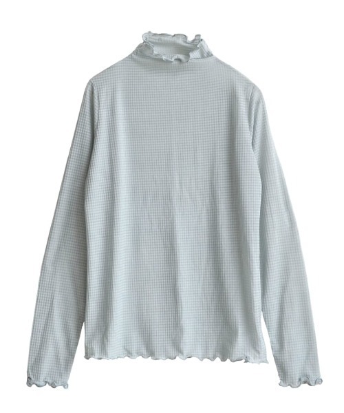 zootie（ズーティー）の「シアーチェック メロウタートルネックカットソー（Tシャツ/カットソー・レディース・ライトグレー/ピンク/ブラック/ライトブルー/モカ/アイボリー・M）」の16枚目の写真