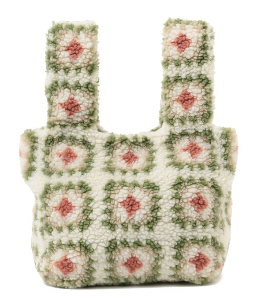 Ray BEAMS(レイビームス)の「Ray BEAMS / グラニー スクエア ボア バッグ(トートバッグ・レディース・ブラック/ナチュラル・ONE SIZE)」の8枚目の写真