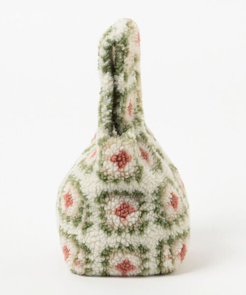 Ray BEAMS(レイビームス)の「Ray BEAMS / グラニー スクエア ボア バッグ(トートバッグ・レディース・ブラック/ナチュラル・ONE SIZE)」の4枚目の写真