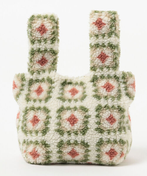 Ray BEAMS(レイビームス)の「Ray BEAMS / グラニー スクエア ボア バッグ(トートバッグ・レディース・ブラック/ナチュラル・ONE SIZE)」の9枚目の写真