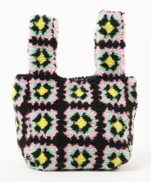 Ray BEAMS(レイビームス)の「Ray BEAMS / グラニー スクエア ボア バッグ(トートバッグ・レディース・ブラック/ナチュラル・ONE SIZE)」の3枚目の写真