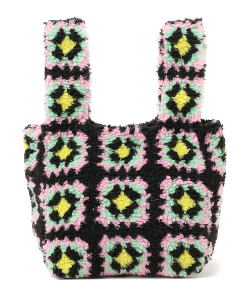 Ray BEAMS(レイビームス)の「Ray BEAMS / グラニー スクエア ボア バッグ(トートバッグ・レディース・ブラック/ナチュラル・ONE SIZE)」の11枚目の写真