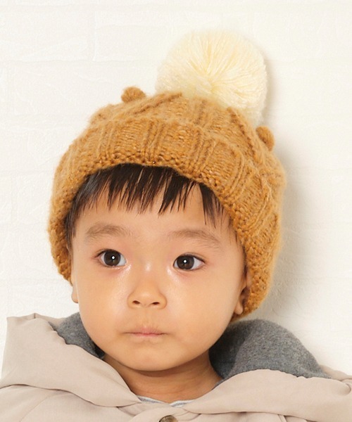 Love&Peace&Money(ラブアンドピースアンドマネー)の「ニット帽(ニットキャップ/ビーニー・キッズ・レッド/キャメル・M(48-52cm)/L(52-56cm))」の1枚目の写真