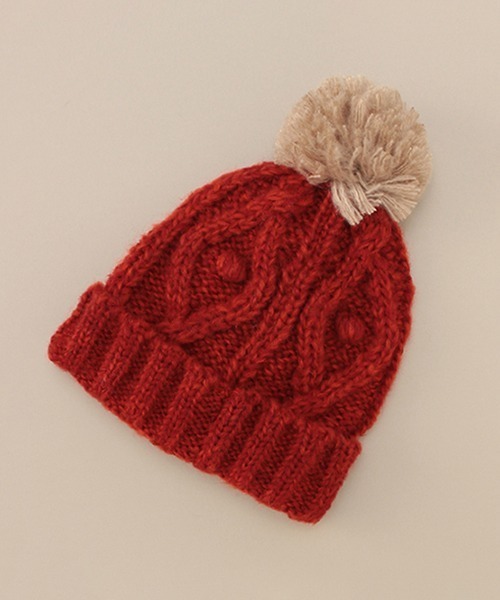 Love&Peace&Money(ラブアンドピースアンドマネー)の「ニット帽(ニットキャップ/ビーニー・キッズ・レッド/キャメル・M(48-52cm)/L(52-56cm))」の15枚目の写真