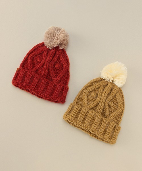 Love&Peace&Money(ラブアンドピースアンドマネー)の「ニット帽(ニットキャップ/ビーニー・キッズ・レッド/キャメル・M(48-52cm)/L(52-56cm))」の19枚目の写真