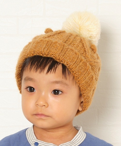 Love&Peace&Money(ラブアンドピースアンドマネー)の「ニット帽(ニットキャップ/ビーニー・キッズ・レッド/キャメル・M(48-52cm)/L(52-56cm))」の13枚目の写真