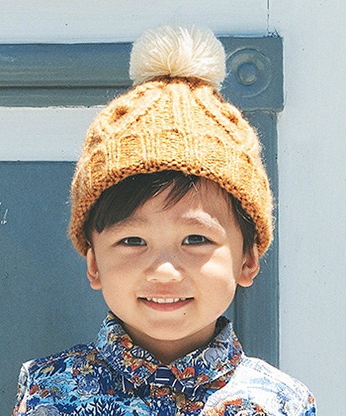 Love&Peace&Money(ラブアンドピースアンドマネー)の「ニット帽(ニットキャップ/ビーニー・キッズ・レッド/キャメル・M(48-52cm)/L(52-56cm))」の10枚目の写真