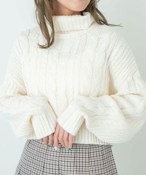 WEGO（ウィゴー）の「WEGO/ハイネックショートニット（ニット/セーター・レディース・グリーン/ブラック/ホワイト・FREE）」の2枚目の写真