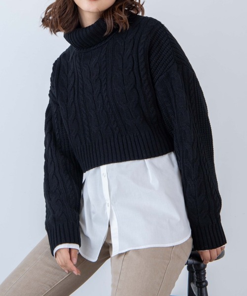 WEGO（ウィゴー）の「WEGO/ハイネックショートニット（ニット/セーター・レディース・グリーン/ブラック/ホワイト・FREE）」の8枚目の写真