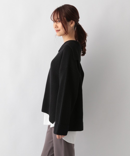 GLOBAL WORK（グローバルワーク）の「洗えるセーラーカラーニットプルオーバー/215621（ニット/セーター・レディース・アイボリー/ブラック/グレイッシュベージュ・FREE）」の13枚目の写真