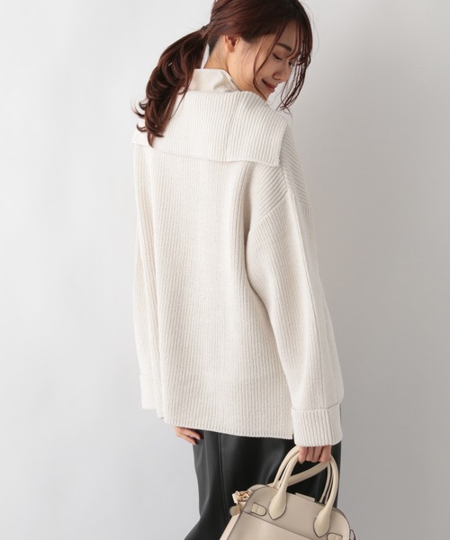 GLOBAL WORK（グローバルワーク）の「洗えるセーラーカラーニットプルオーバー/215621（ニット/セーター・レディース・アイボリー/ブラック/グレイッシュベージュ・FREE）」の4枚目の写真