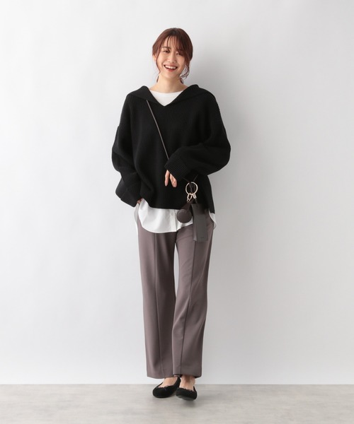 GLOBAL WORK（グローバルワーク）の「洗えるセーラーカラーニットプルオーバー/215621（ニット/セーター・レディース・アイボリー/ブラック/グレイッシュベージュ・FREE）」の10枚目の写真