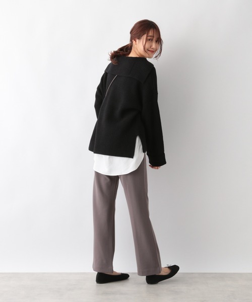 GLOBAL WORK（グローバルワーク）の「洗えるセーラーカラーニットプルオーバー/215621（ニット/セーター・レディース・アイボリー/ブラック/グレイッシュベージュ・FREE）」の8枚目の写真