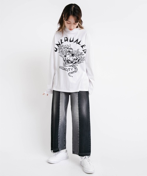 バイカラーリメイクFATパンツ RNA（アールエヌエー）の「R3903 バイカラーリメイクFAT