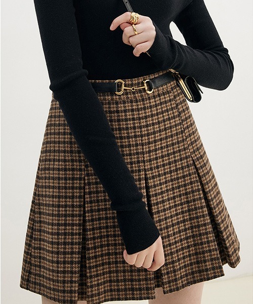 Fano Studios】【2021AW】Waist buckle pleated skirt FD21B009 Fano Fano Studios】【2021AW】Waist buckle pleated skirt FD21B009 Fano