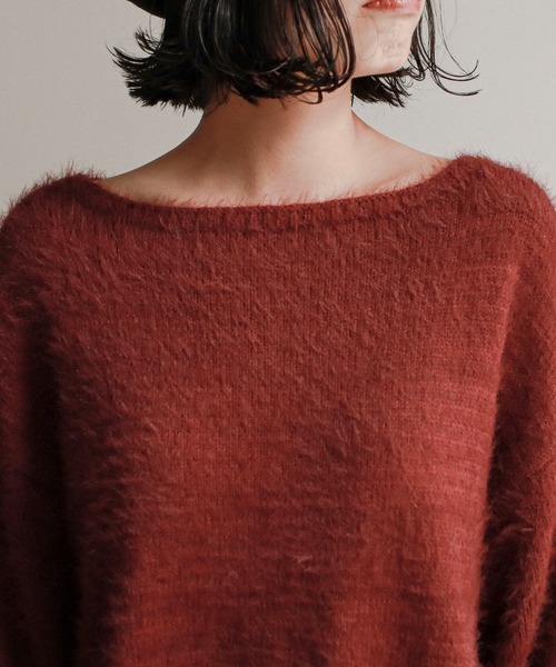 feepur（フェピュール）の「《ウォッシャブル》フェザーヤーンボートネックニット（ニット/セーター・レディース・ブラック/エンジ/ベージュ/オフホワイト/グリーン/マスタード・MEDIUM）」の13枚目の写真