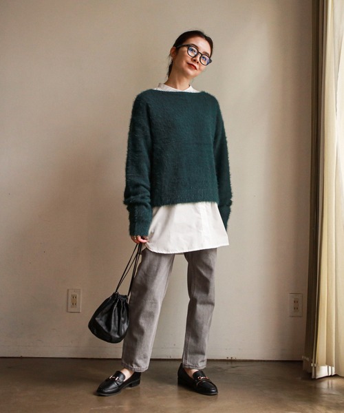 feepur（フェピュール）の「《ウォッシャブル》フェザーヤーンボートネックニット（ニット/セーター・レディース・ブラック/エンジ/ベージュ/オフホワイト/グリーン/マスタード・MEDIUM）」の11枚目の写真