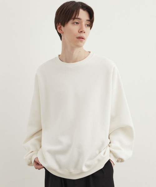 JUNRED(ジュンレッド)の「ファインスウェットルーズプルオーバー(スウェット・メンズ・チャコールグレー/ベージュ/ブルー/キナリ・S/M/L)」の2枚目の写真