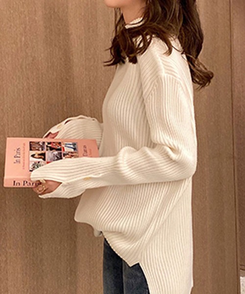 Girly Doll（ガーリードール）の「袖ボタンリブニット（ニット/セーター・レディース・ブラック/ベージュ/グリーン/ブラウン/ピンク・FREE）」の18枚目の写真