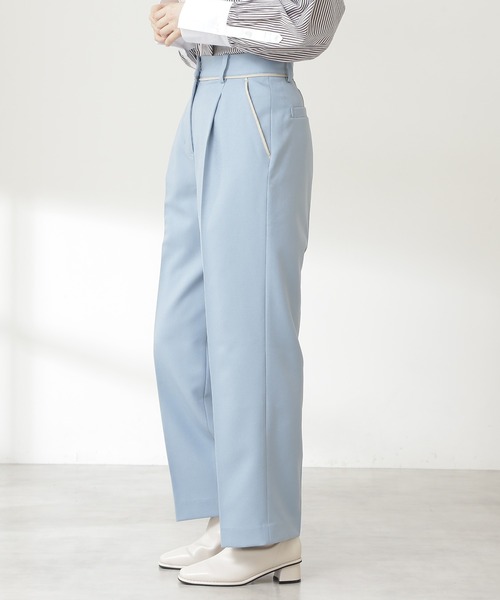 N.（N. Natural Beauty Basic）（エヌエヌナチュラルビューティーベーシック）の「【S Size Line】パイピングストレートパンツ（その他パンツ・レディース・ブルー/グレー系その他/グリーン・MEDIUM/SMALL）」の8枚目の写真