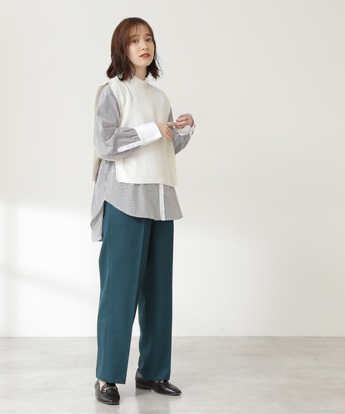 N.（N. Natural Beauty Basic）（エヌエヌナチュラルビューティーベーシック）の「【S Size Line】パイピングストレートパンツ（その他パンツ・レディース・ブルー/グレー系その他/グリーン・MEDIUM/SMALL）」の5枚目の写真