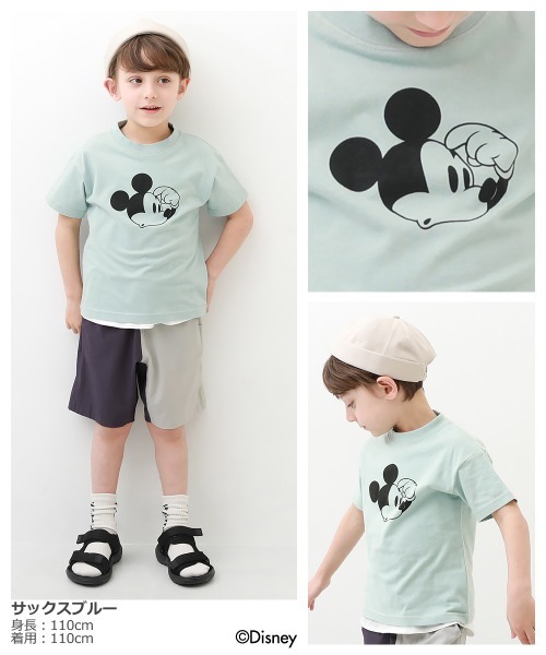 Disney(ディズニー)の「ディズニー ミッキー/Tシャツ(Tシャツ/カットソー・キッズ・スミクロ/グレー系その他/サックスブルー・80cm/90cm/100cm/110cm/120cm/130cm/140cm/150cm/160cm)」の6枚目の写真