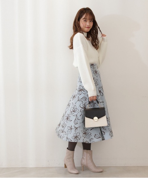 PROPORTION BODY DRESSING（プロポーションボディドレッシング）の「フロッキーフラワースカート/1212120005（スカート・レディース・グリーン/グレー・MEDIUM/SMALL）」の3枚目の写真