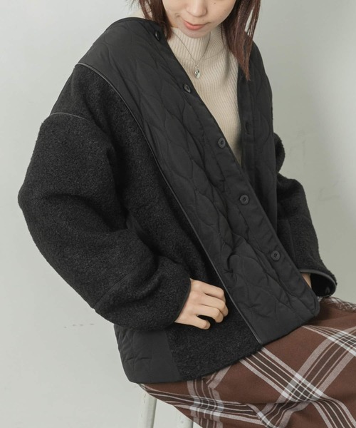 URBAN RESEARCH Sonny Label（アーバンリサーチサニーレーベル）の「キルティング切り替えブルゾン（ブルゾン・レディース・ブラック/カーキ/ブラウン系その他・FREE）」の2枚目の写真