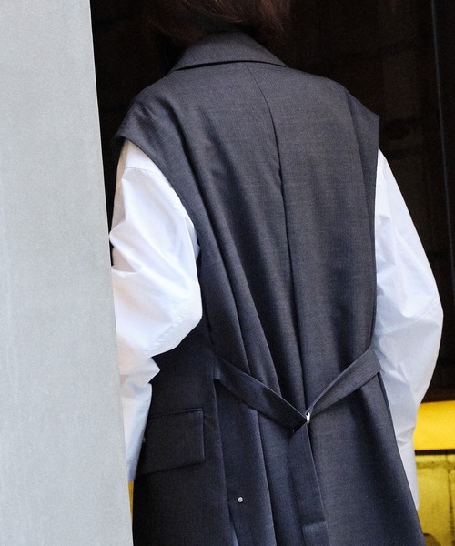 MAISON SPECIAL（メゾンスペシャル）の「ダブルクロスロングジレ【MAISON SPECIAL/メゾンスペシャル】（テーラードジャケット・レディース・アイボリー/ブラック/グレー・FREE）」の12枚目の写真