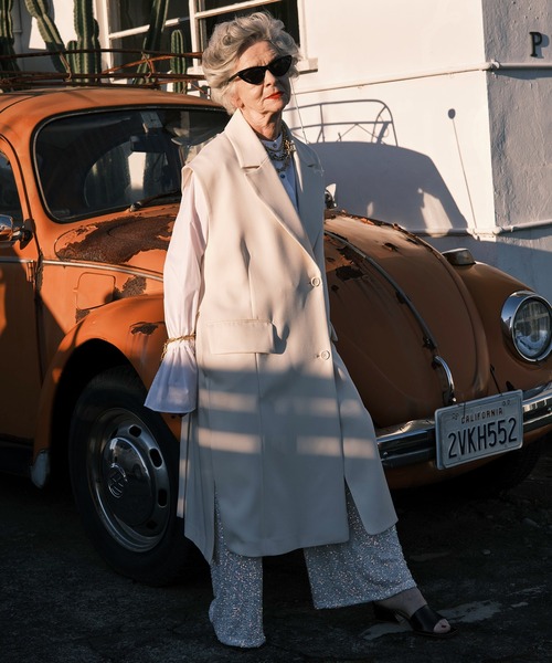 MAISON SPECIAL（メゾンスペシャル）の「ダブルクロスロングジレ【MAISON SPECIAL/メゾンスペシャル】（テーラードジャケット・レディース・アイボリー/ブラック/グレー・FREE）」の6枚目の写真