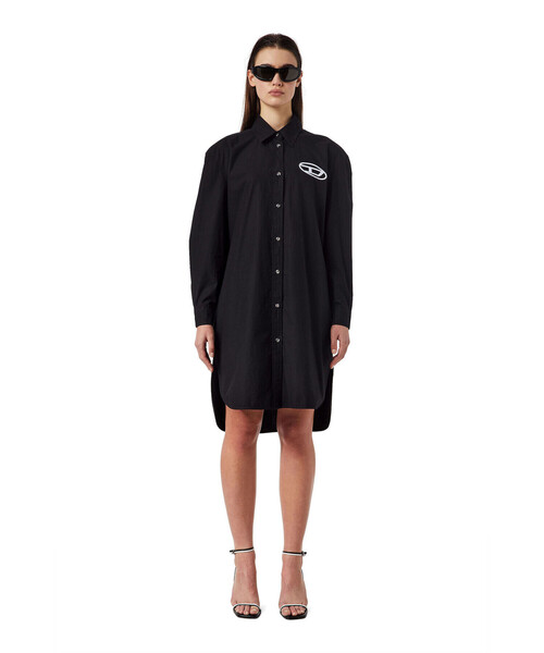 DIESEL(ディーゼル)の「レディース ワンピース シャツドレス 長袖 ビッグシルエット ロゴ(ワンピース・レディース・ホワイト/ブラック・SMALL/MEDIUM/X-SMALL/XX-SMALL)」の14枚目の写真