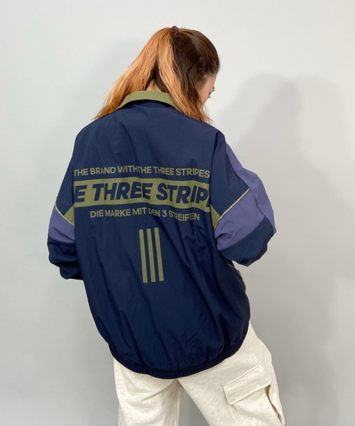 adidas アディダス スリーストライプ トラックジャケット 総柄 バックロゴ アディダス adidas トラックジャケット ジャージ 刺繍ロゴ