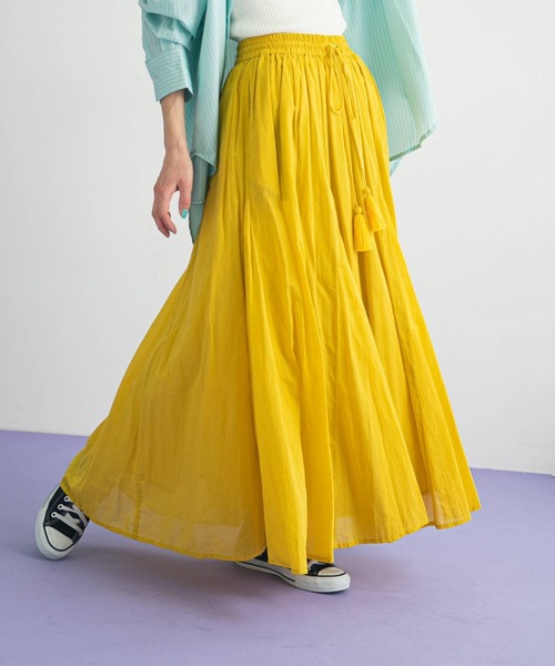 bohmal(ボマール)の「【2023SS】インド綿ギャザーマキシスカート(スカート・レディース・イエロー/オレンジ/ブルー/レッド/ロイヤルブルー/グリーン/ダークオレンジ/ブラック/ピンク・FREE)」の5枚目の写真