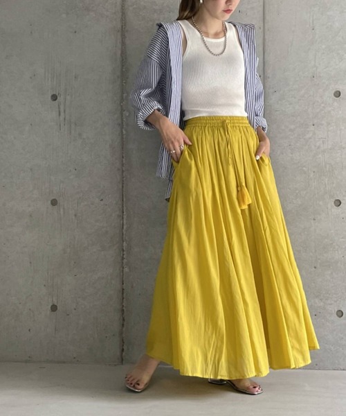 bohmal(ボマール)の「【2023SS】インド綿ギャザーマキシスカート(スカート・レディース・イエロー/オレンジ/ブルー/レッド/ロイヤルブルー/グリーン/ダークオレンジ/ブラック/ピンク・FREE)」の20枚目の写真