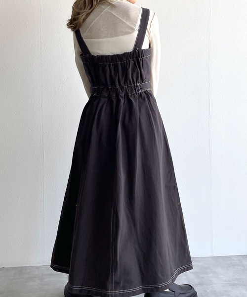 w closet（ダブルクローゼット）の「インバーテッドプリーツジャンスカ（ジャンパースカート・レディース・アイボリー/チャコールグレー/グリーン/ライム/ブルー/パープル・FREE）」の20枚目の写真