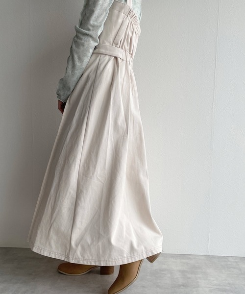 w closet（ダブルクローゼット）の「インバーテッドプリーツジャンスカ（ジャンパースカート・レディース・アイボリー/チャコールグレー/グリーン/ライム/ブルー/パープル・FREE）」の9枚目の写真