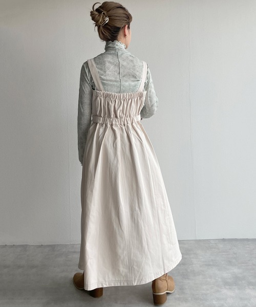 w closet（ダブルクローゼット）の「インバーテッドプリーツジャンスカ（ジャンパースカート・レディース・アイボリー/チャコールグレー/グリーン/ライム/ブルー/パープル・FREE）」の10枚目の写真