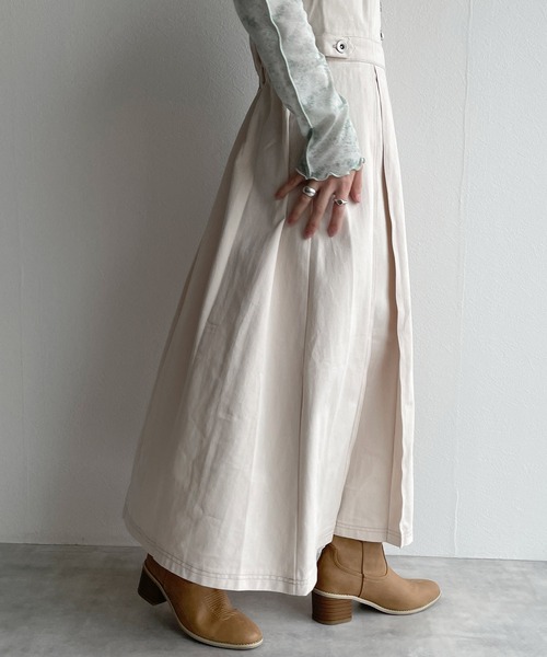 w closet（ダブルクローゼット）の「インバーテッドプリーツジャンスカ（ジャンパースカート・レディース・アイボリー/チャコールグレー/グリーン/ライム/ブルー/パープル・FREE）」の13枚目の写真