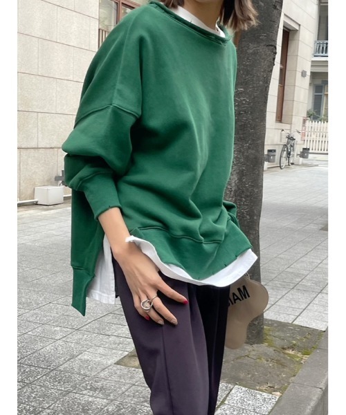 ulu(ウル)の「Original Big silhouette damage sweat(スウェット・レディース・ブラック/グリーン・FREE)」の10枚目の写真