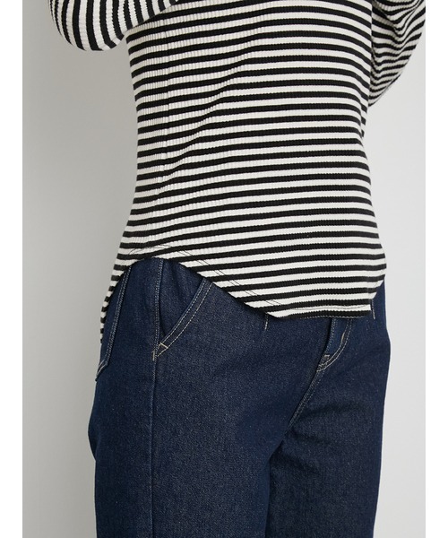 【オシャレ⭐Lily Brown】ベージュ　白　ボーダー　カットソー　サイズF LILY BROWN（リリーブラウン）の「ボーダーカットトップス（Tシャツ