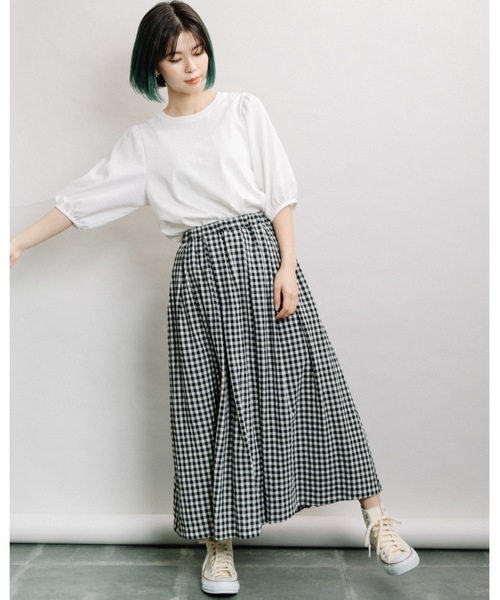 refinedworks(リファインドワークス)の「袖異素材5分袖PO(Tシャツ/カットソー・レディース・ブラック/オフホワイト/キャメル・FREE)」の20枚目の写真