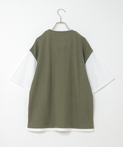 ikka（イッカ）の「5分フェイクベストT（Tシャツ/カットソー・メンズ・ライトブルー/ベージュ/ネイビー/オリーブ・S/M/L/XL）」の12枚目の写真