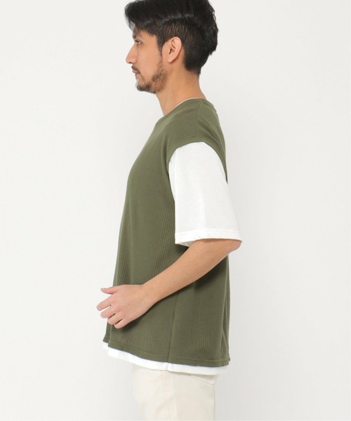 ikka（イッカ）の「5分フェイクベストT（Tシャツ/カットソー・メンズ・ライトブルー/ベージュ/ネイビー/オリーブ・S/M/L/XL）」の18枚目の写真