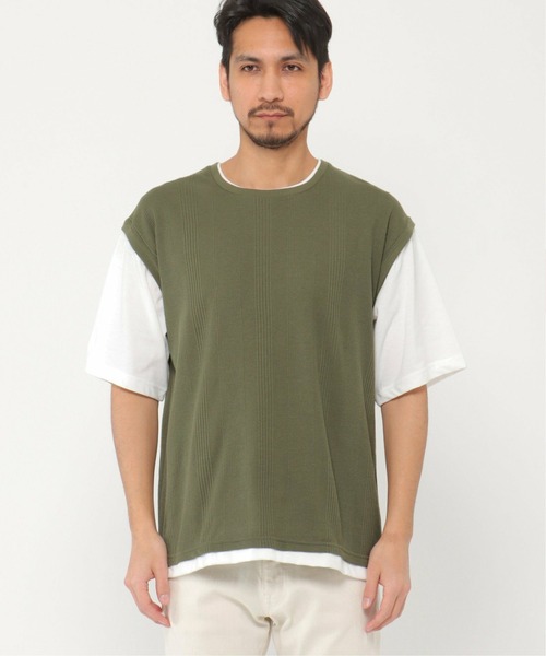 ikka（イッカ）の「5分フェイクベストT（Tシャツ/カットソー・メンズ・ライトブルー/ベージュ/ネイビー/オリーブ・S/M/L/XL）」の20枚目の写真