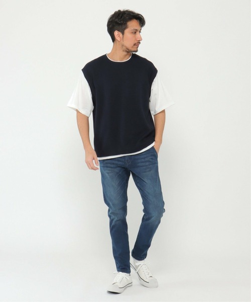 ikka（イッカ）の「5分フェイクベストT（Tシャツ/カットソー・メンズ・ライトブルー/ベージュ/ネイビー/オリーブ・S/M/L/XL）」の16枚目の写真