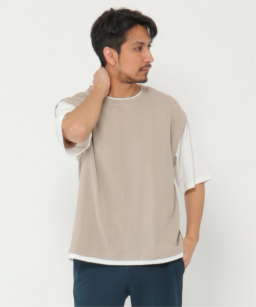 ikka（イッカ）の「5分フェイクベストT（Tシャツ/カットソー・メンズ・ライトブルー/ベージュ/ネイビー/オリーブ・S/M/L/XL）」の5枚目の写真