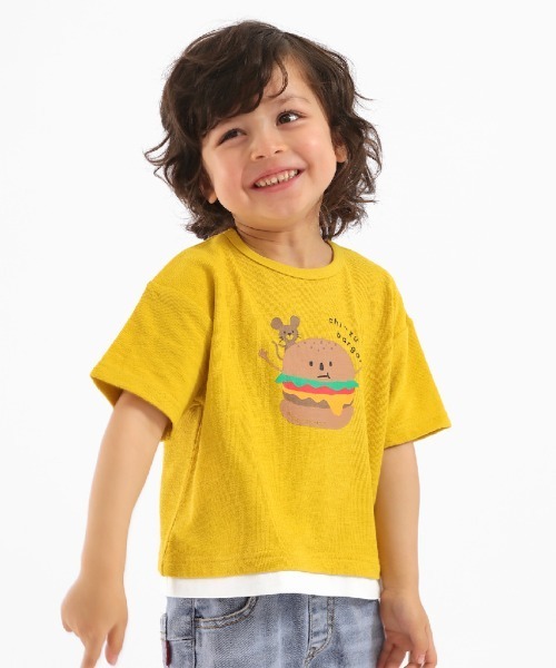 O.S.KIDS(オーエスキッズ)の「【O.S.KIDS/オー.エス.キッズ】重ね着風シャツ ハンバーガー ネズミ(シャツ/ブラウス・キッズ・マスタード・90/100/80)」の5枚目の写真