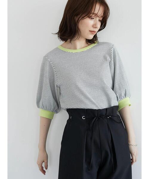 Sugar spoon（シュガースプーン）の「・SUGAR SPOON カラーリブボーダーTシャツ（Tシャツ/カットソー・レディース・ブラック/ベージュ/杢グレー/オフホワイト・FREE）」の12枚目の写真