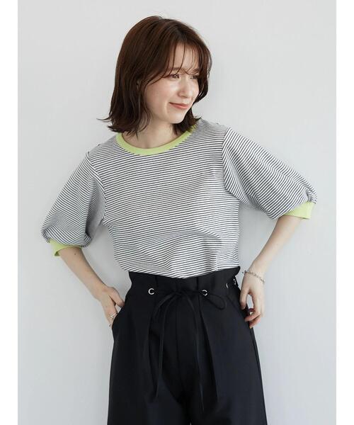 Sugar spoon（シュガースプーン）の「・SUGAR SPOON カラーリブボーダーTシャツ（Tシャツ/カットソー・レディース・ブラック/ベージュ/杢グレー/オフホワイト・FREE）」の9枚目の写真